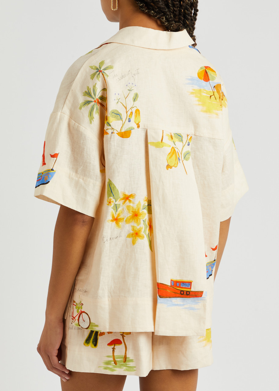  Rhode Kamala Printed Linen Shirt - Multicoloured - L 