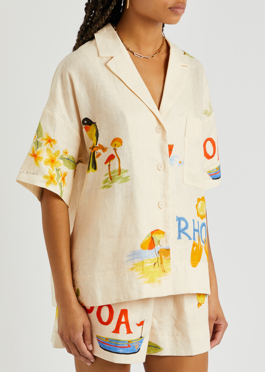  Rhode Kamala Printed Linen Shirt - Multicoloured - L 