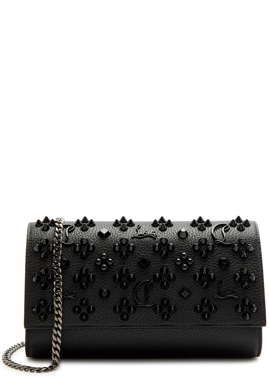 Christian Louboutin Paloma Embellished Leather Wallet-on-chain In Black