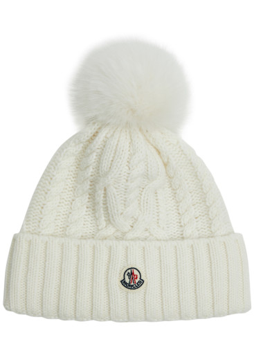 MONCLER ホワイト ニット帽 ホワイト ニットキャップ : アクセサリー & シューズ 向けの キッズ