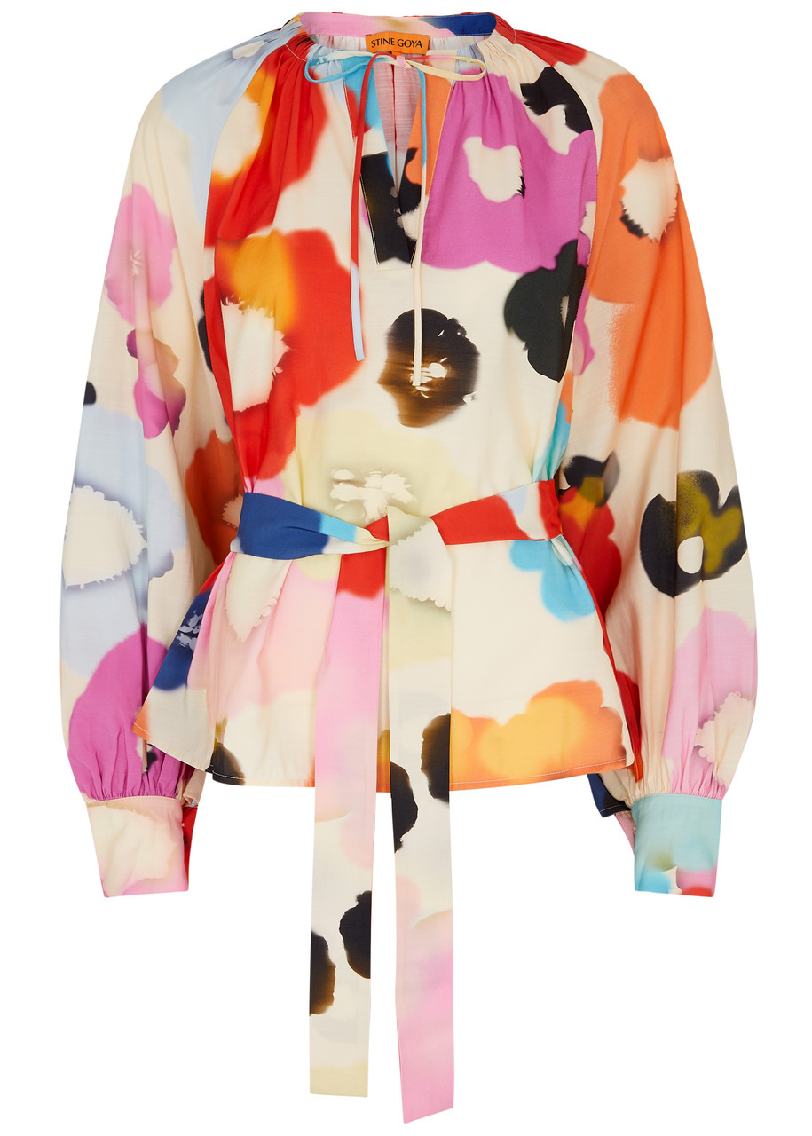 Stine Goya Vianna Printed Belted Blouse In Multicoloured