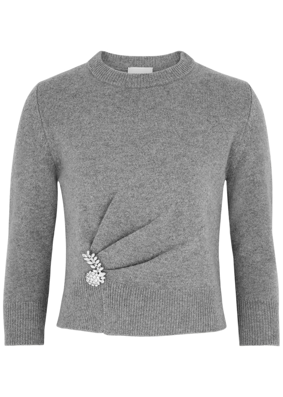 Erdem Brooch-embellished Wool Jumper - Grey