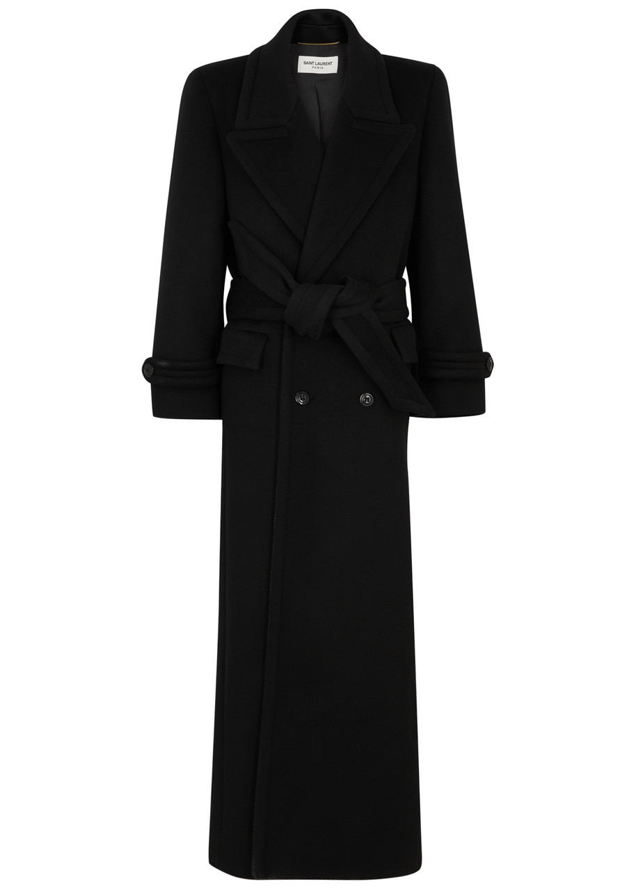Saint Laurent Double-breasted Longline Wool Coat - Black - 8