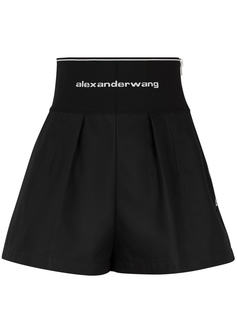 Shop Alexander Wang Logo-jacquard Cotton-blend Shorts In Black