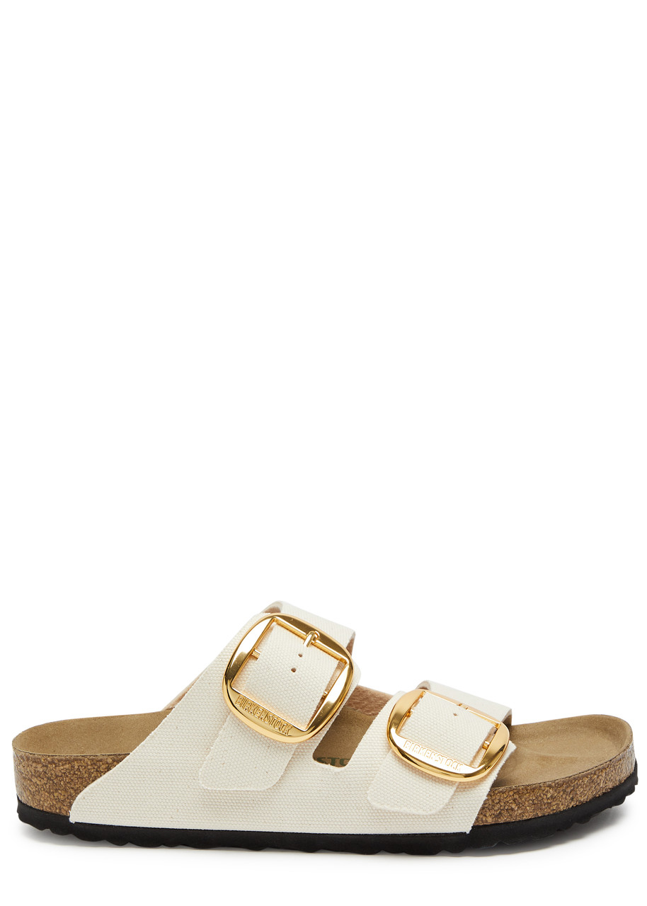 Birkenstock Arizona Big Buckle Canvas Sliders - Cream - 8