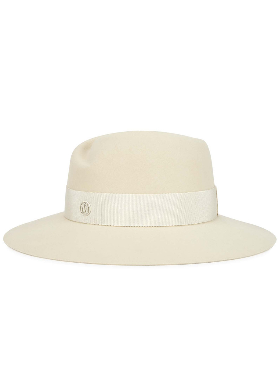 Maison Michel Paris Virginie Navy Felt Fedora - White