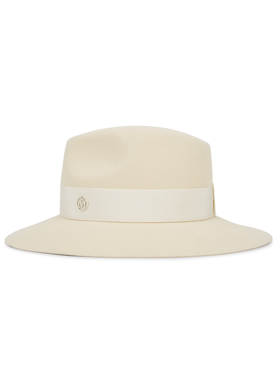 Maison Michel Paris Henrietta Rabbit Felt Fedora In Ivory