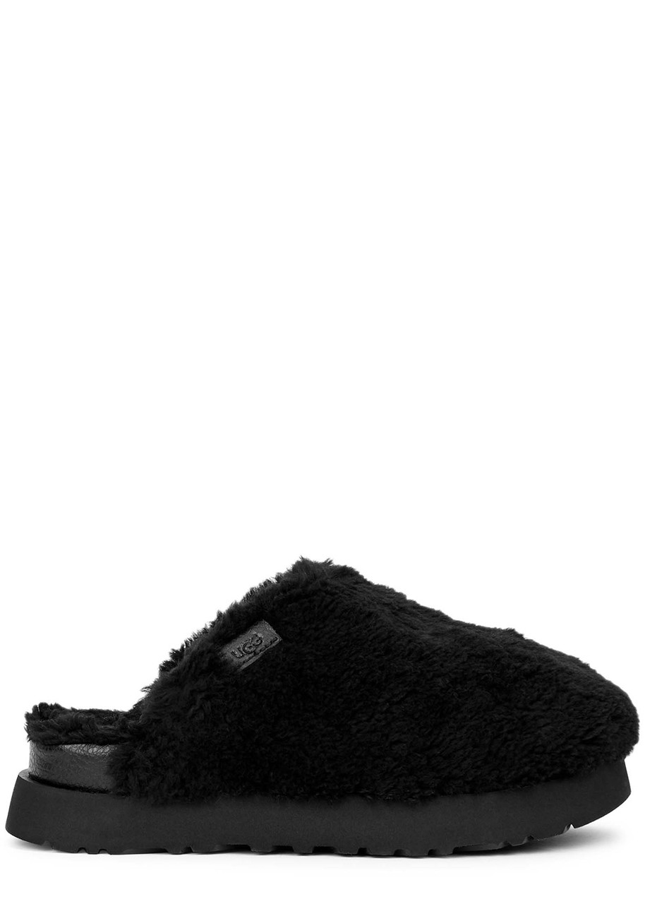 Ugg Fuzz Sugar Cream Wool-blend Slippers - Black - 5