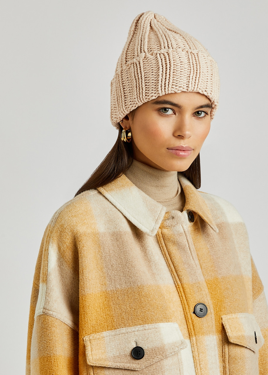 Inverni Leonardo Light Sand Ribbed Cashmere Beanie