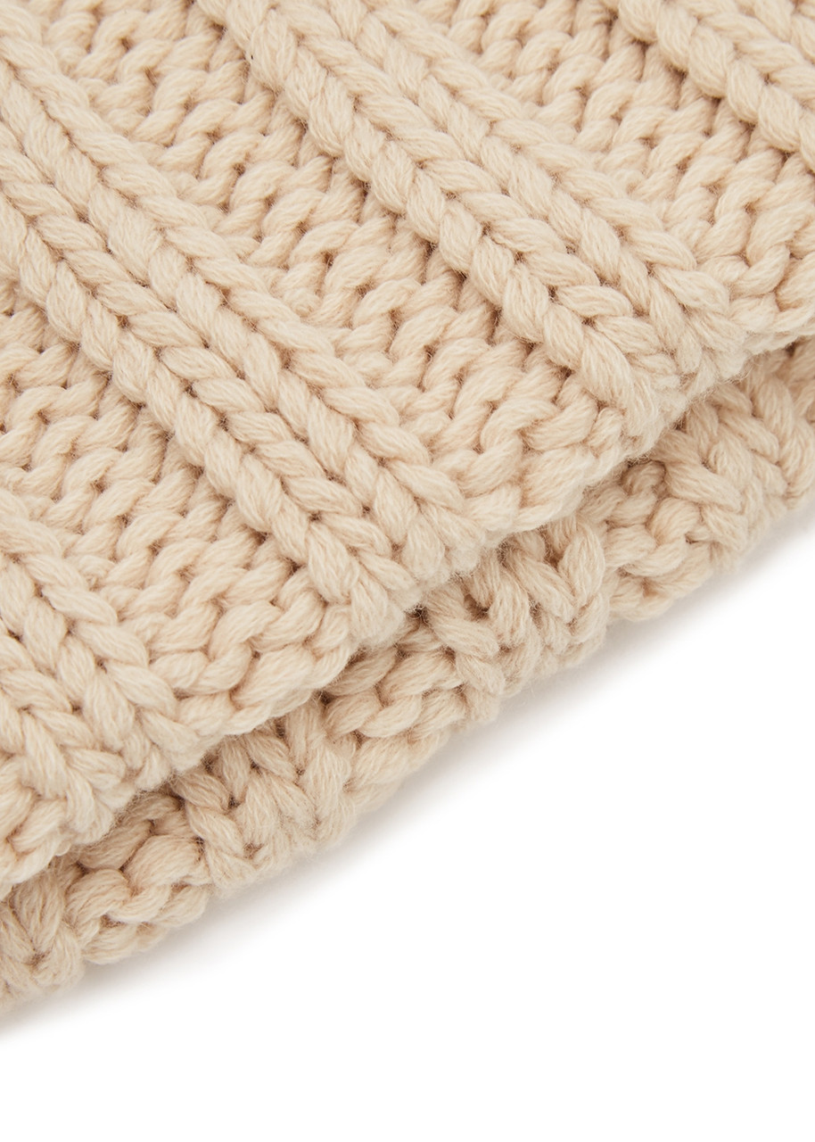 Inverni Leonardo Light Sand Ribbed Cashmere Beanie