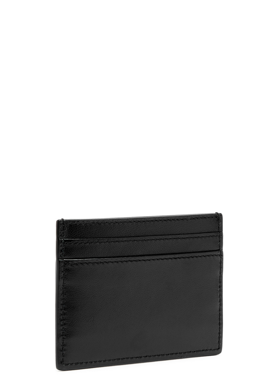 Saint Laurent Logo Leather Card Holder In Black