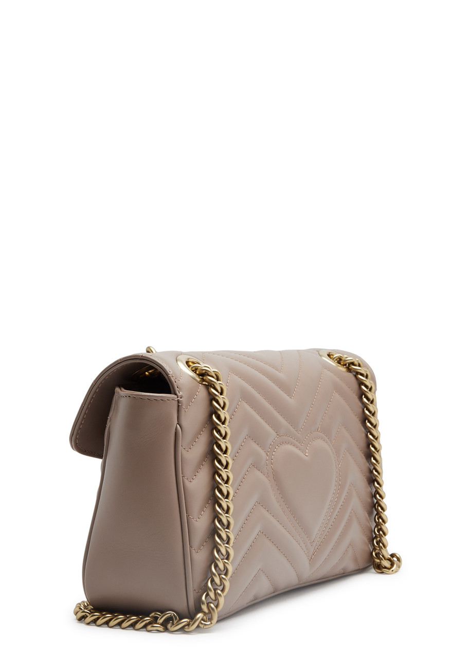 GUCCI GUCCI GG MARMONT SMALL LEATHER SHOULDER BAG, LEATHER BAG, BEIGE