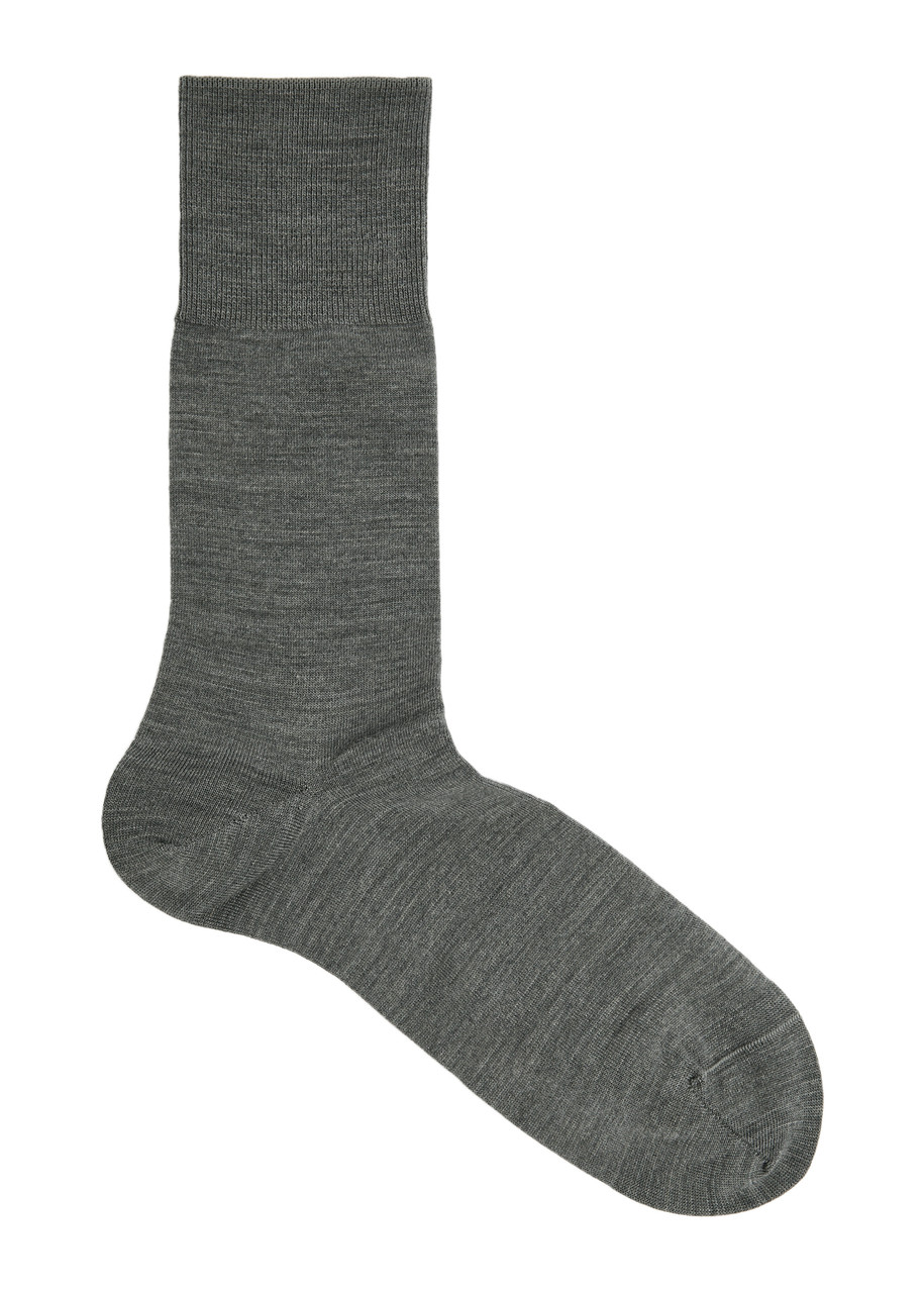 Falke Airport Wool-blend Socks In Dark Grey