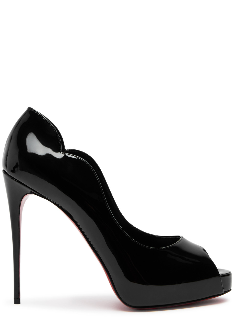 Christian Louboutin Hot Chick 120 Patent Leather Pumps - Black - 7