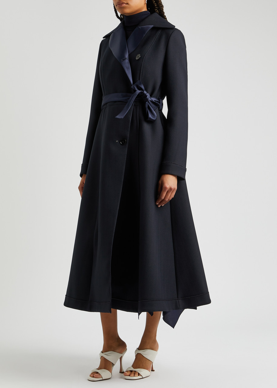  High Anonymity Belted Twill Coat - Navy - 10 
