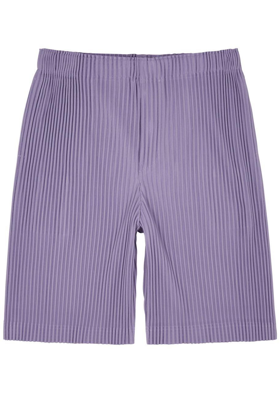 Issey Miyake Homme Plissé  Pleated Jersey Shorts In Purple