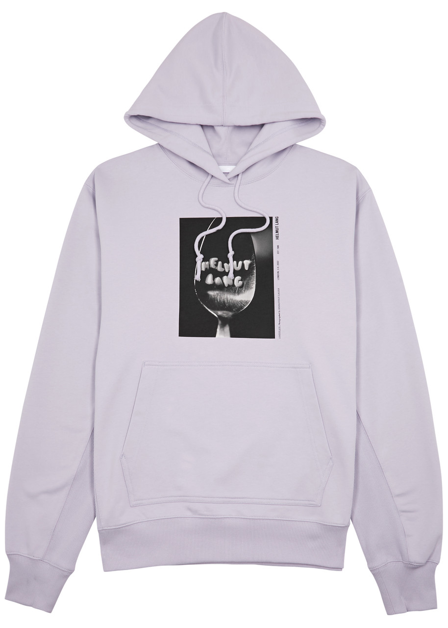 Helmut Lang Printed Hooded Cotton Sweatshirt In Lilac
