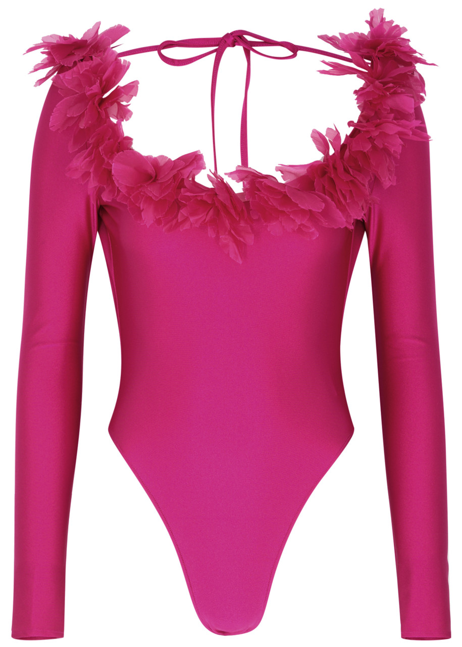 Giuseppe DI Morabito Floral-appliquéd Jersey Bodysuit - Rose - 14