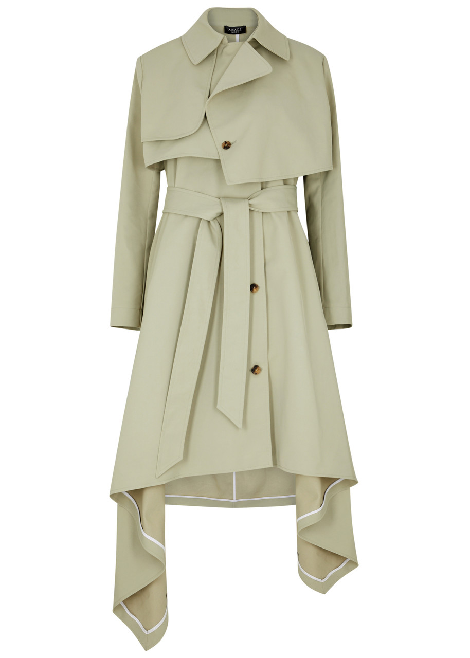 A.W.A.K.E. MODE Women's Woven-Sleeve Cotton Trench Coat | Smart Closet