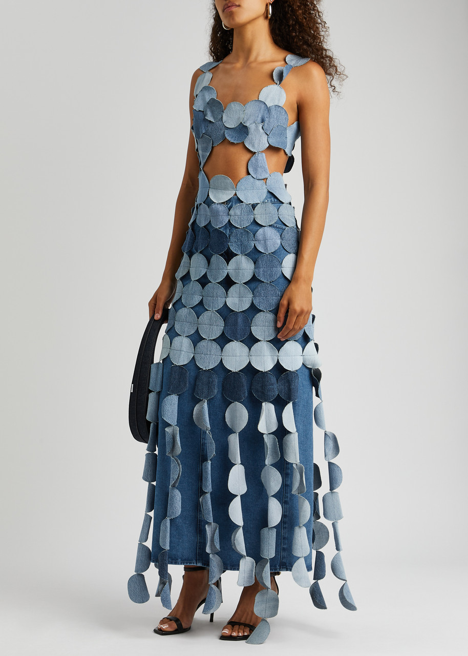  A.w.a.k.e Mode Laser-cut Denim Maxi Dress - Blue - 8 