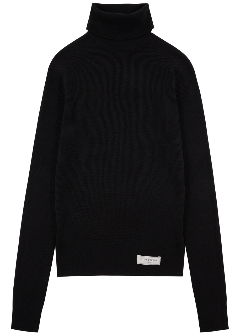 Balmain Monogram Turtleneck Sweater in Black