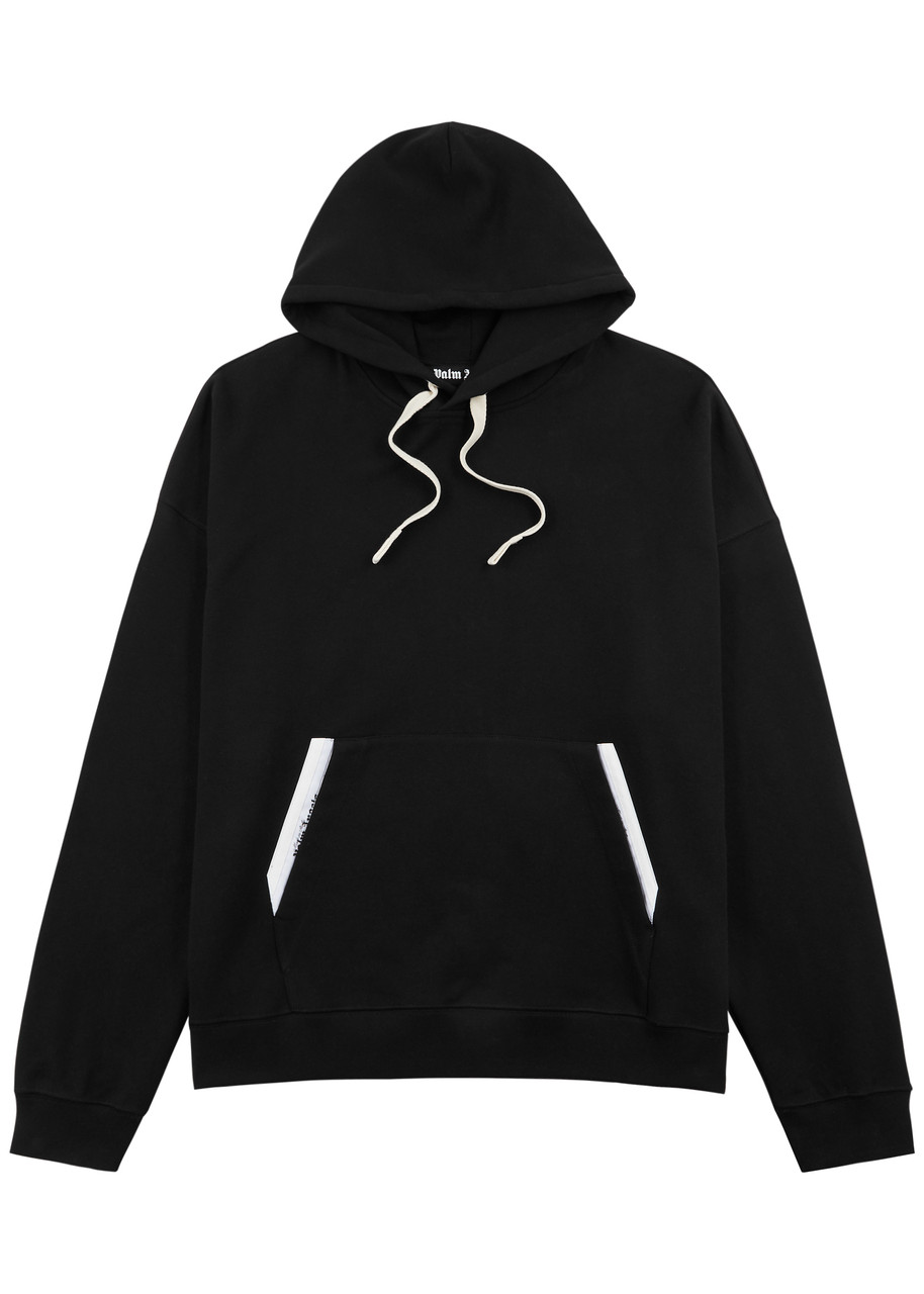 Palm Angels Relaxed-fit Cotton Hoodie With Contrasting Drawstrings In Black