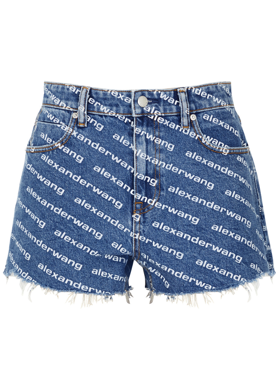 Alexander Wang T T By Alexander Wang Denim Shorts In Blue And White