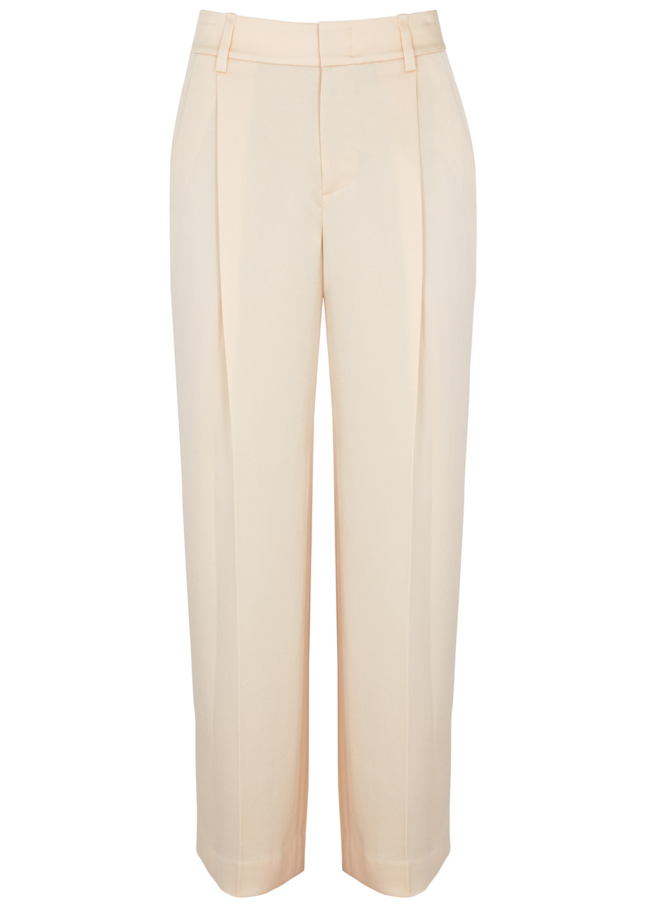 Vince Wide-leg Satin Trousers In Cream