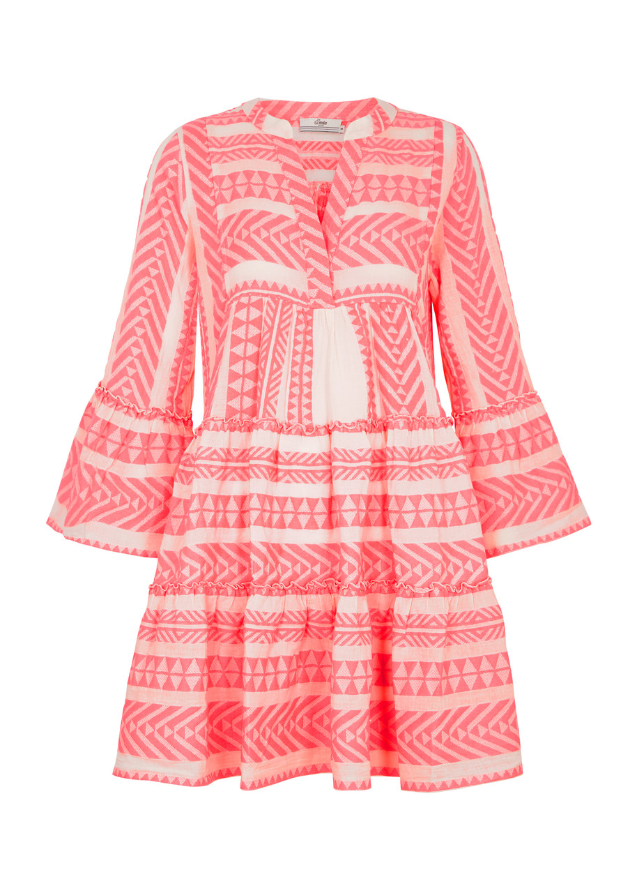 Devotion Ella Embroidered Cotton-blend Mini Dress - Pink And White - L