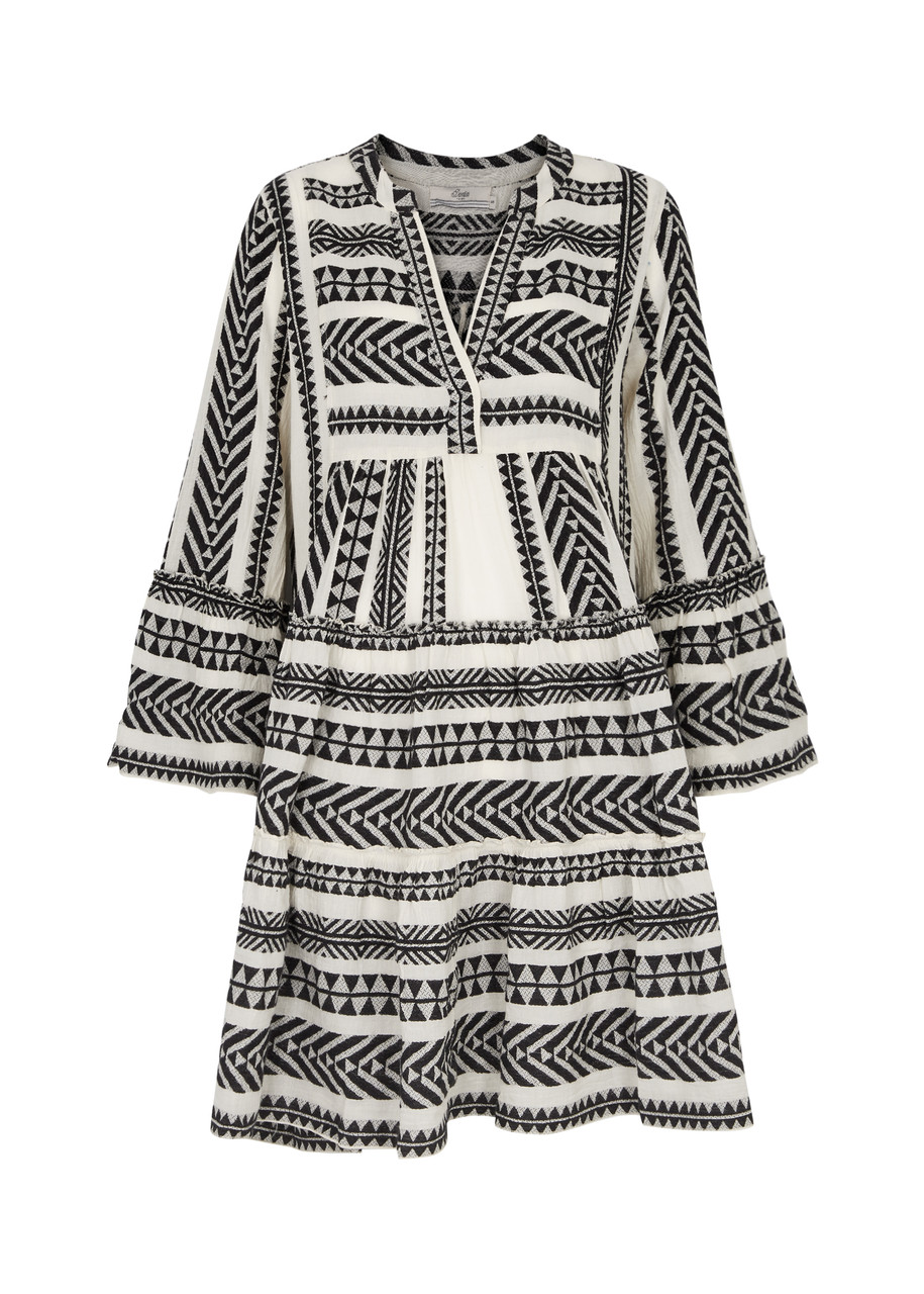 Devotion Ella Embroidered Cotton Mini Dress - Black And White - XS