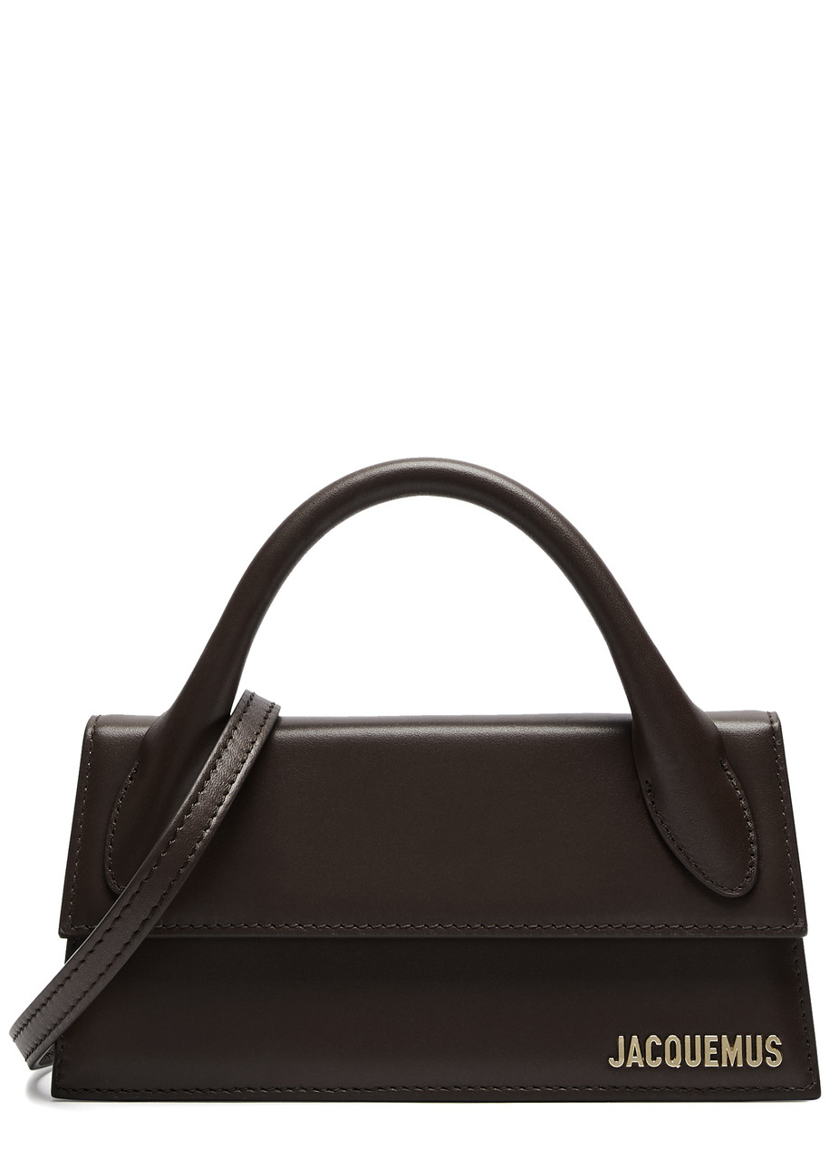 Jacquemus Le Chiquito Long Leather Top Handle Bag In Dark Brown