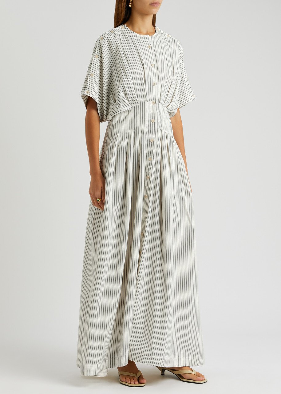  Palmer//harding Exhale Striped Twill Maxi Dress - Ivory - 14 