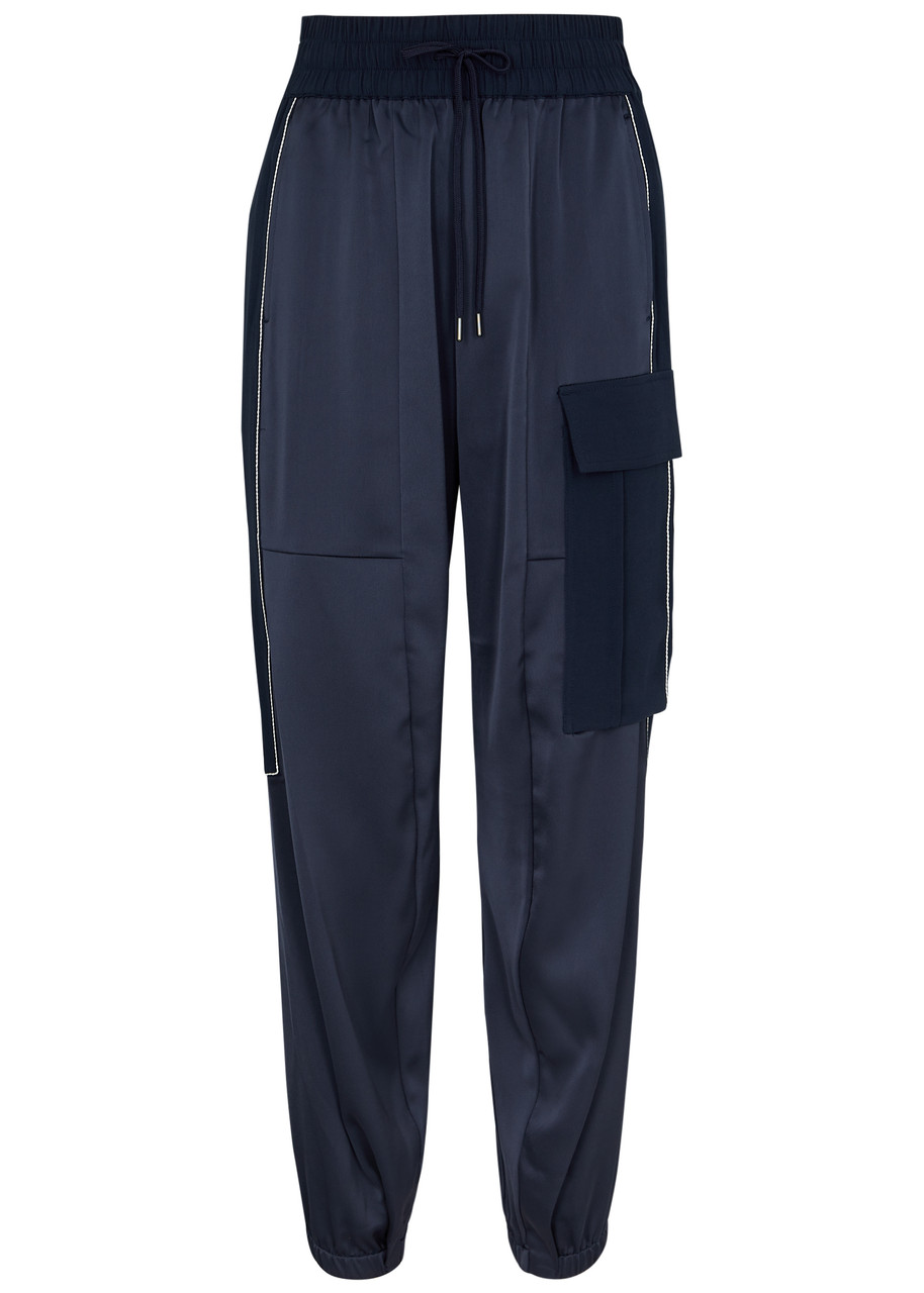 High Energize Satin-crepe Cargo Trousers - Navy - 16