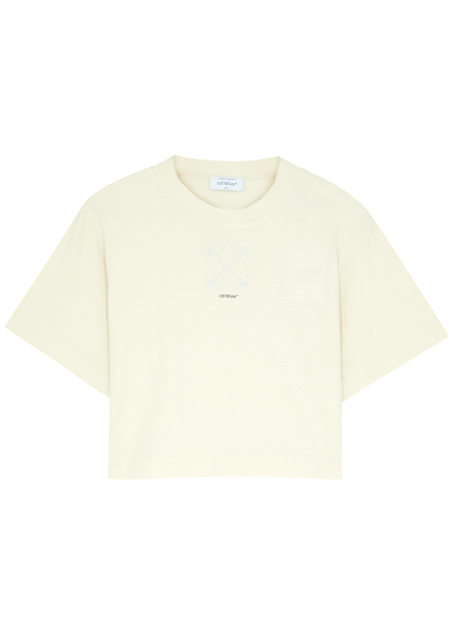 OFF-WHITE OFF-WHITE LOGO-EMBELLISHED CROPPED COTTON T-SHIRT