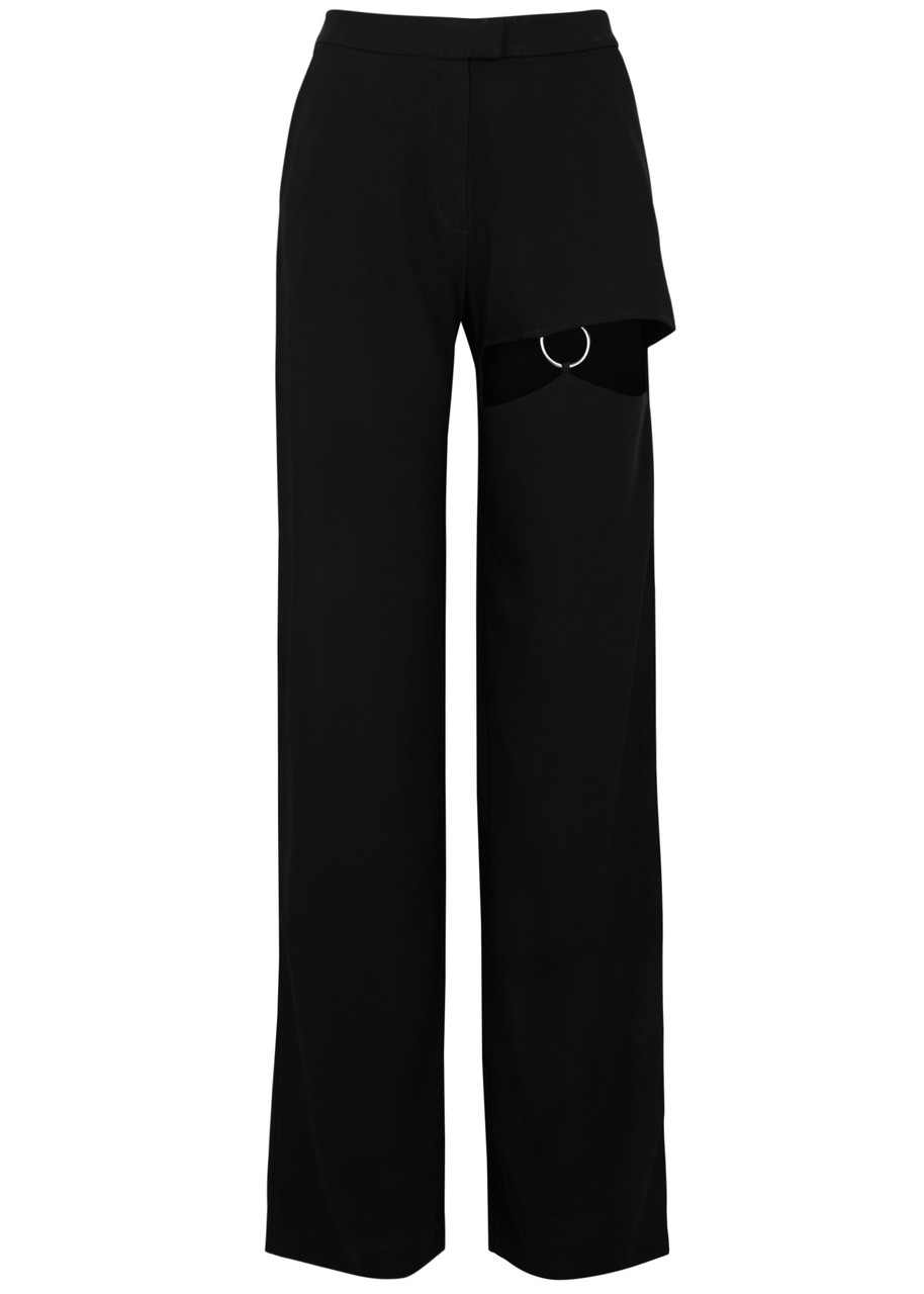 Nafsika Skourti Naughty Cut-out Straight-leg Trousers In Black