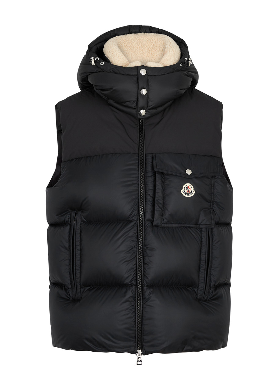 Moncler Oust Hooded Quilted Shell Gilet , Men's Designer Gilet, Black - 6