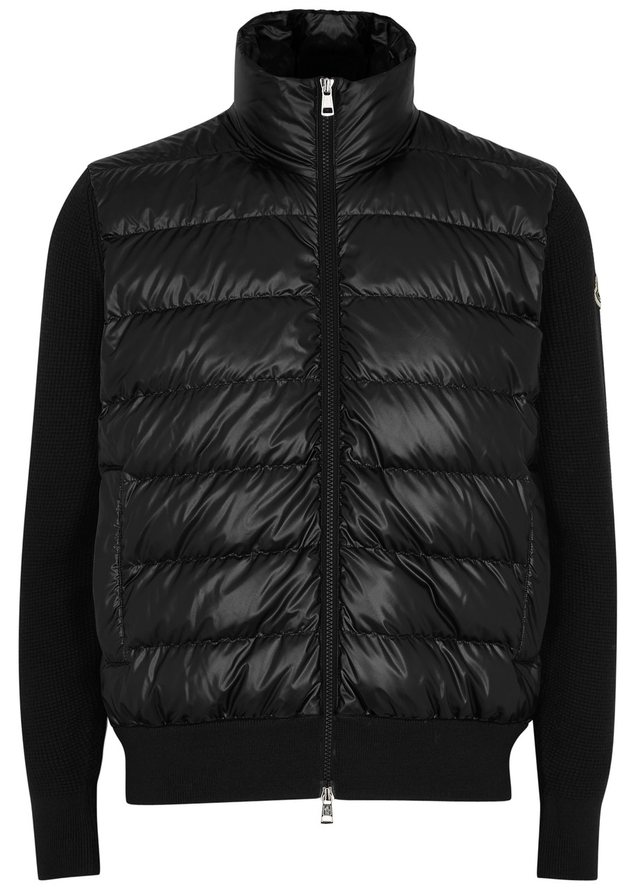 Moncler Quilted Shell And Wool Jacket In Black
