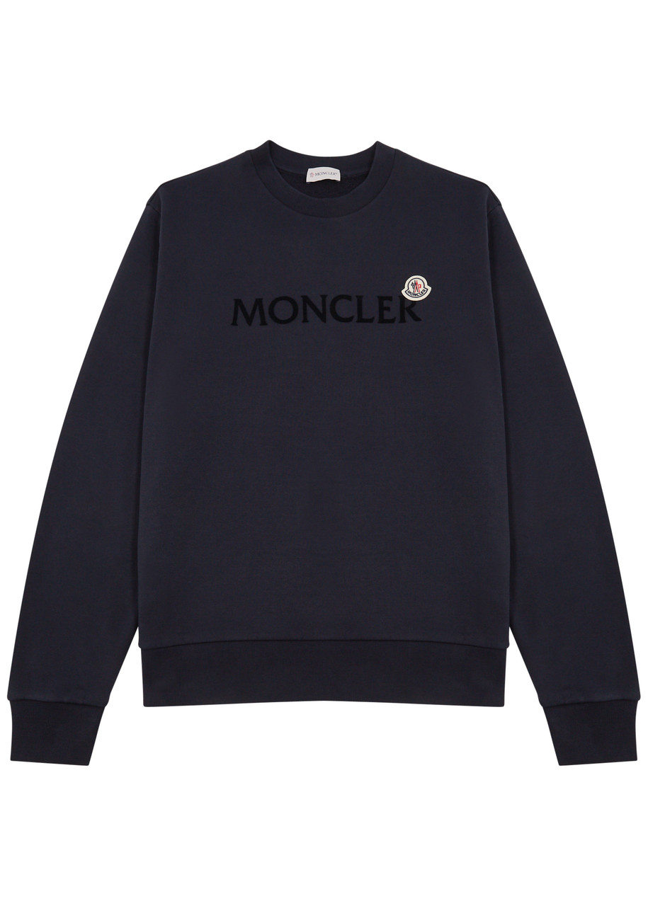 Moncler Logo Cotton Sweatshirt In Navy