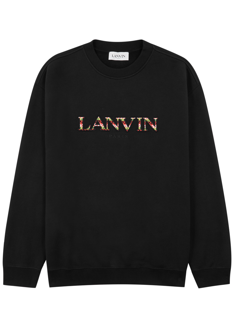 Lanvin Curb Logo-embroidered Cotton Sweatshirt In Black
