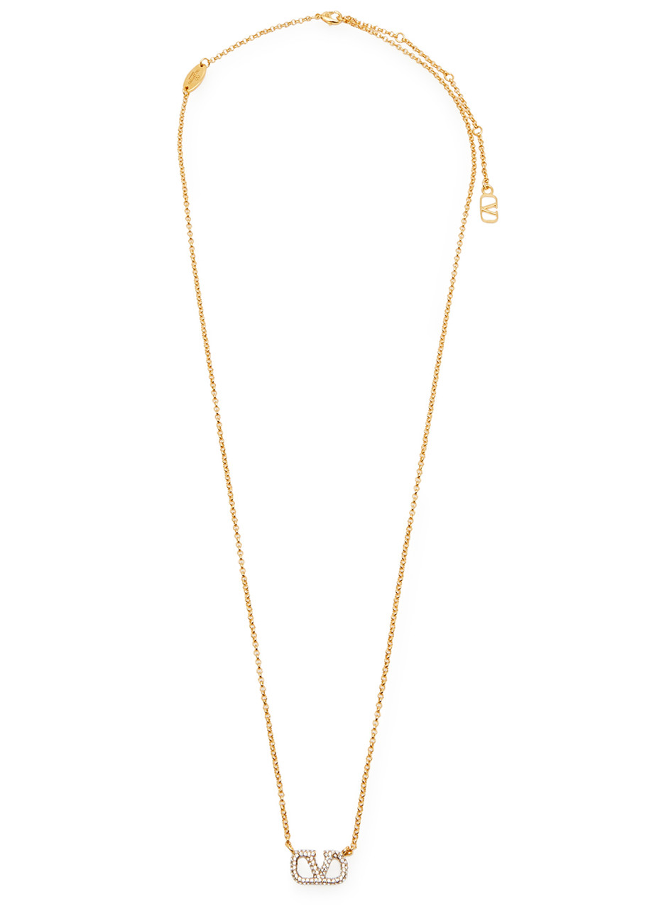 Valentino Garavani Vlogo Crystal-embellished Necklace - Gold - One Size