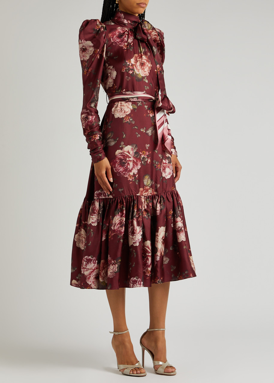  Zimmermann Luminosity Floral-print Silk Midi Dress - Red - 3 