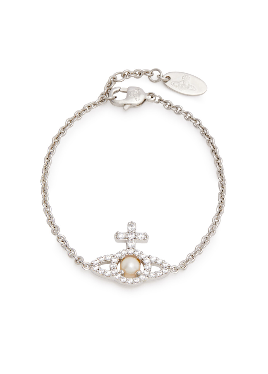 Vivienne Westwood Olympia Embellished Orb Bracelet In Pearl