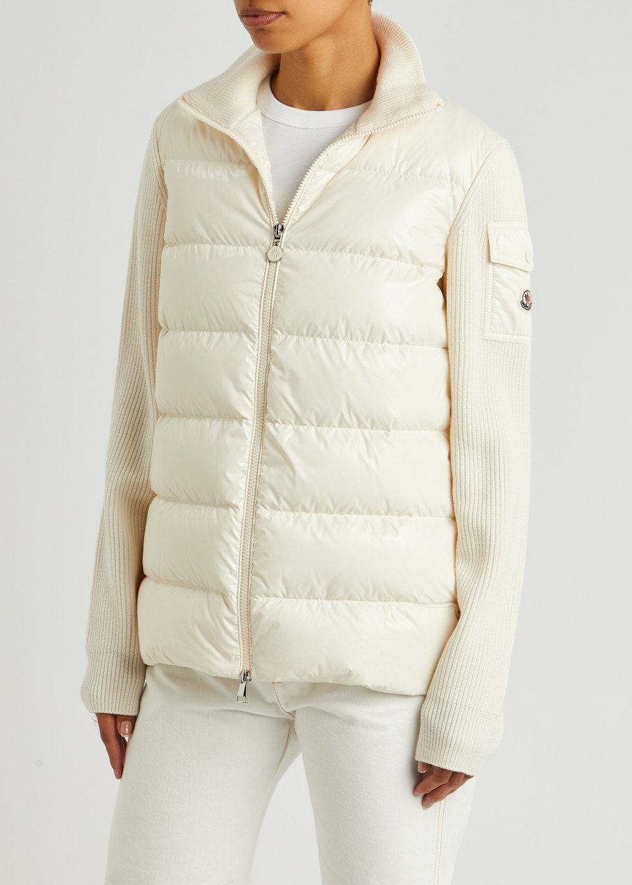  Moncler Quilted Shell And Wool Jacket - Cream - L 