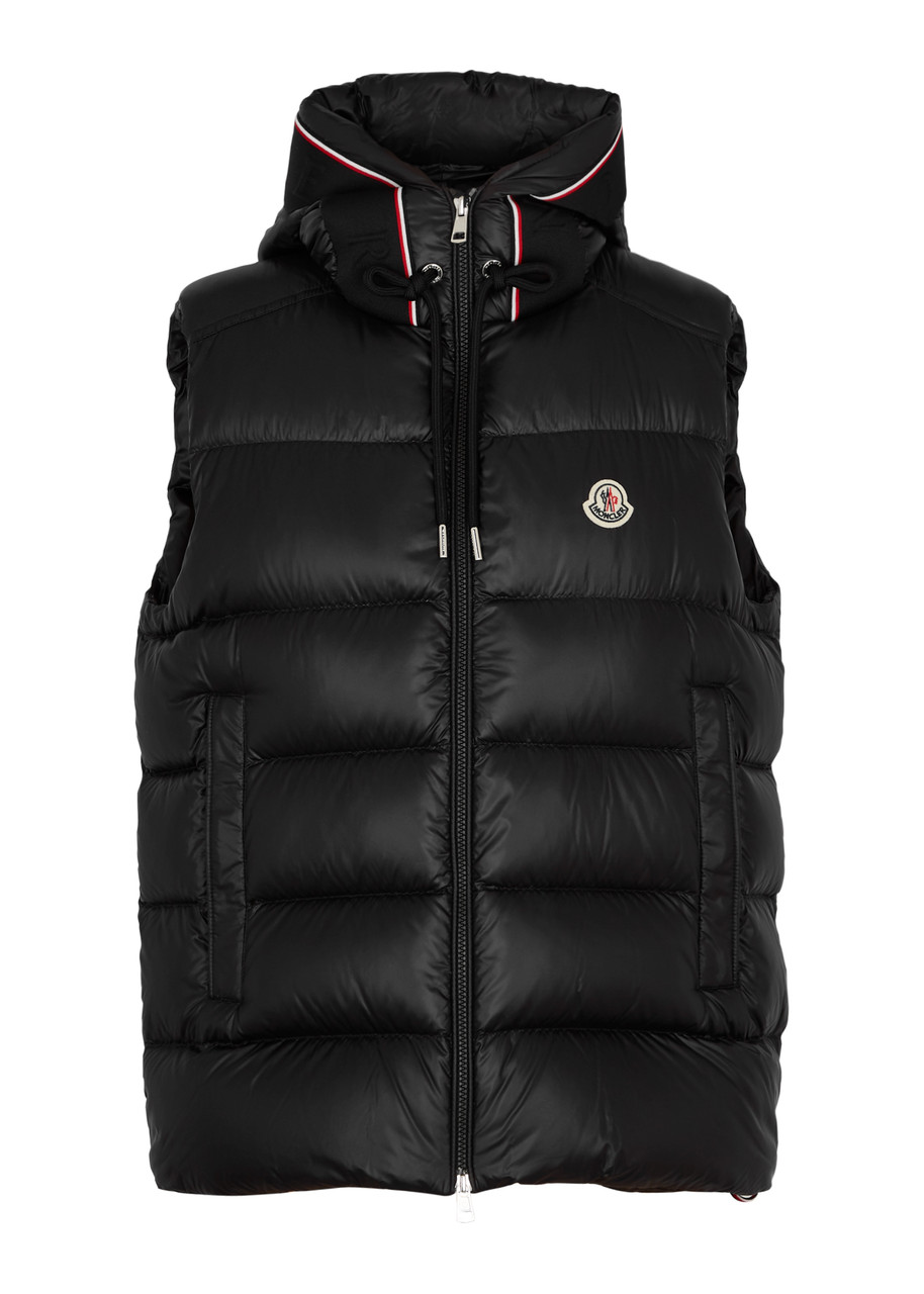 Moncler Luiro Hooded Quilted Shell Gilet - Black - 6, Men's Designer Gilet, Male - 6