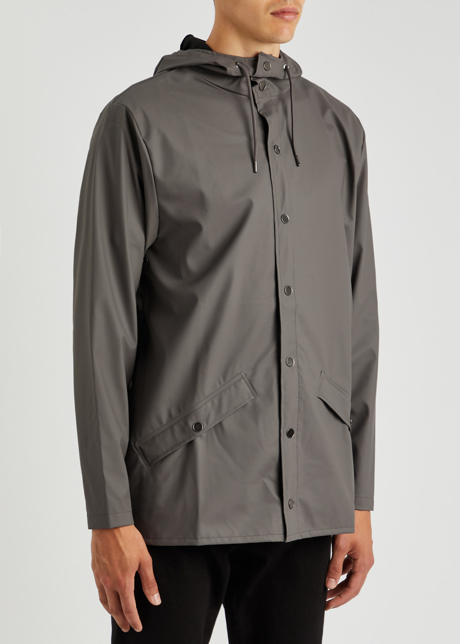 Rains Short Matte Rubberised Raincoat In Grey