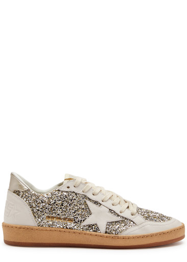 GOLDEN GOOSE Ball Star panelled glittered sneakers | Harvey 