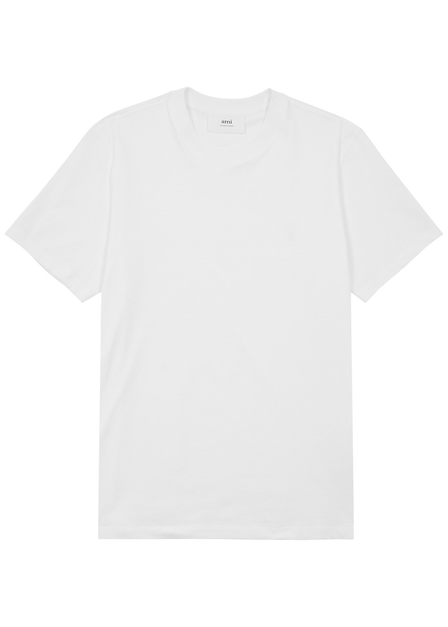 Ami Alexandre Mattiussi Ami Paris Logo-embroidered Cotton T-shirt In White