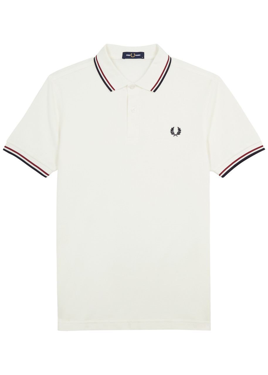 Fred Perry Twin Tipped Piqué Cotton Polo Shirt In White