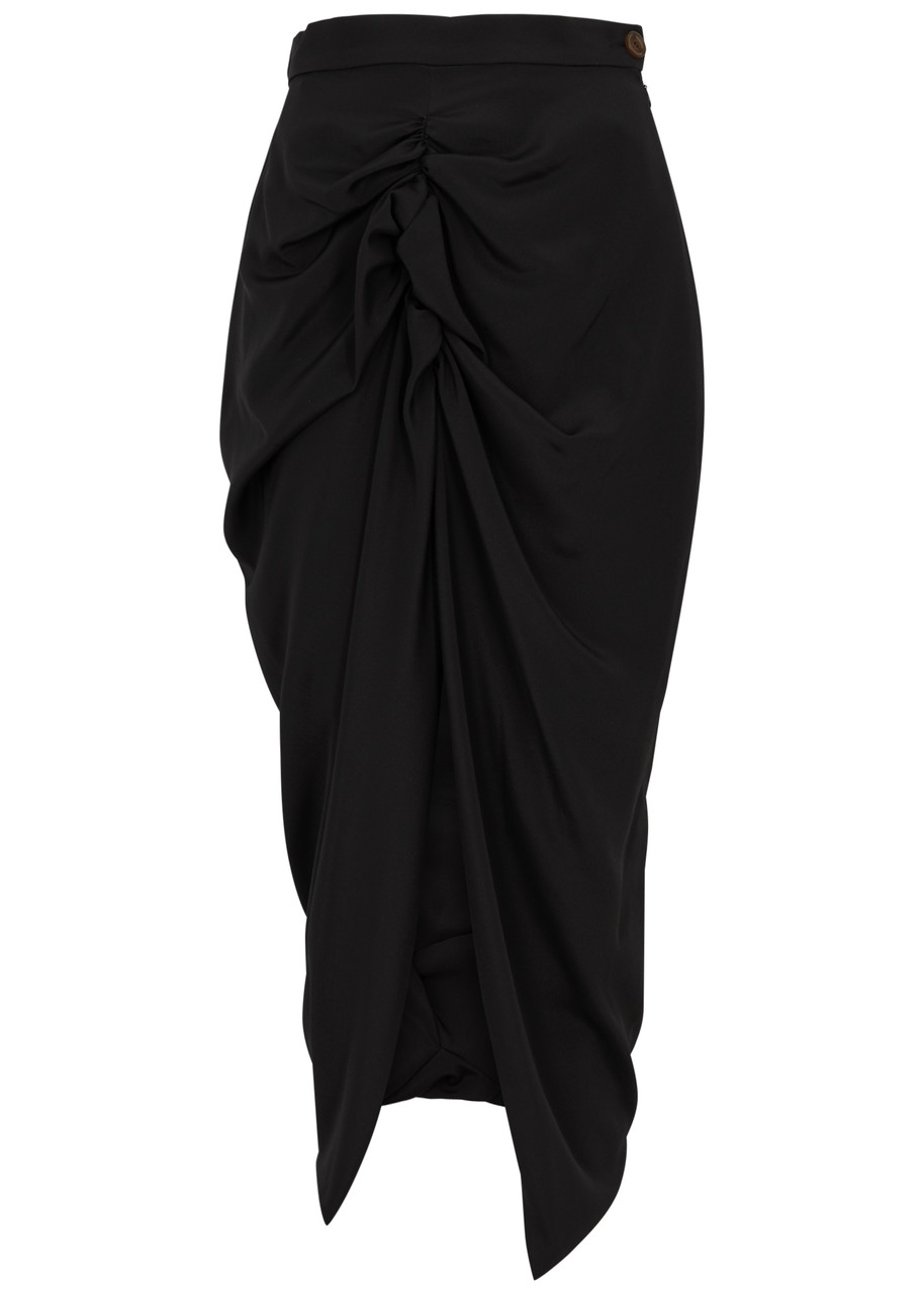 Vivienne Westwood Panther Draped Midi Skirt In Black