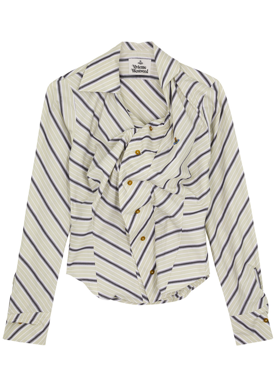 Vivienne Westwood Drunken Striped Cotton-poplin Shirt - Sage - 10